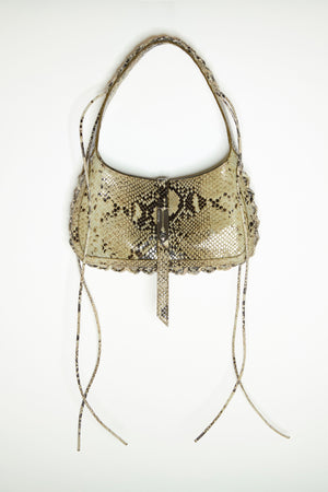HEARTBREAKER BAG in beige python print