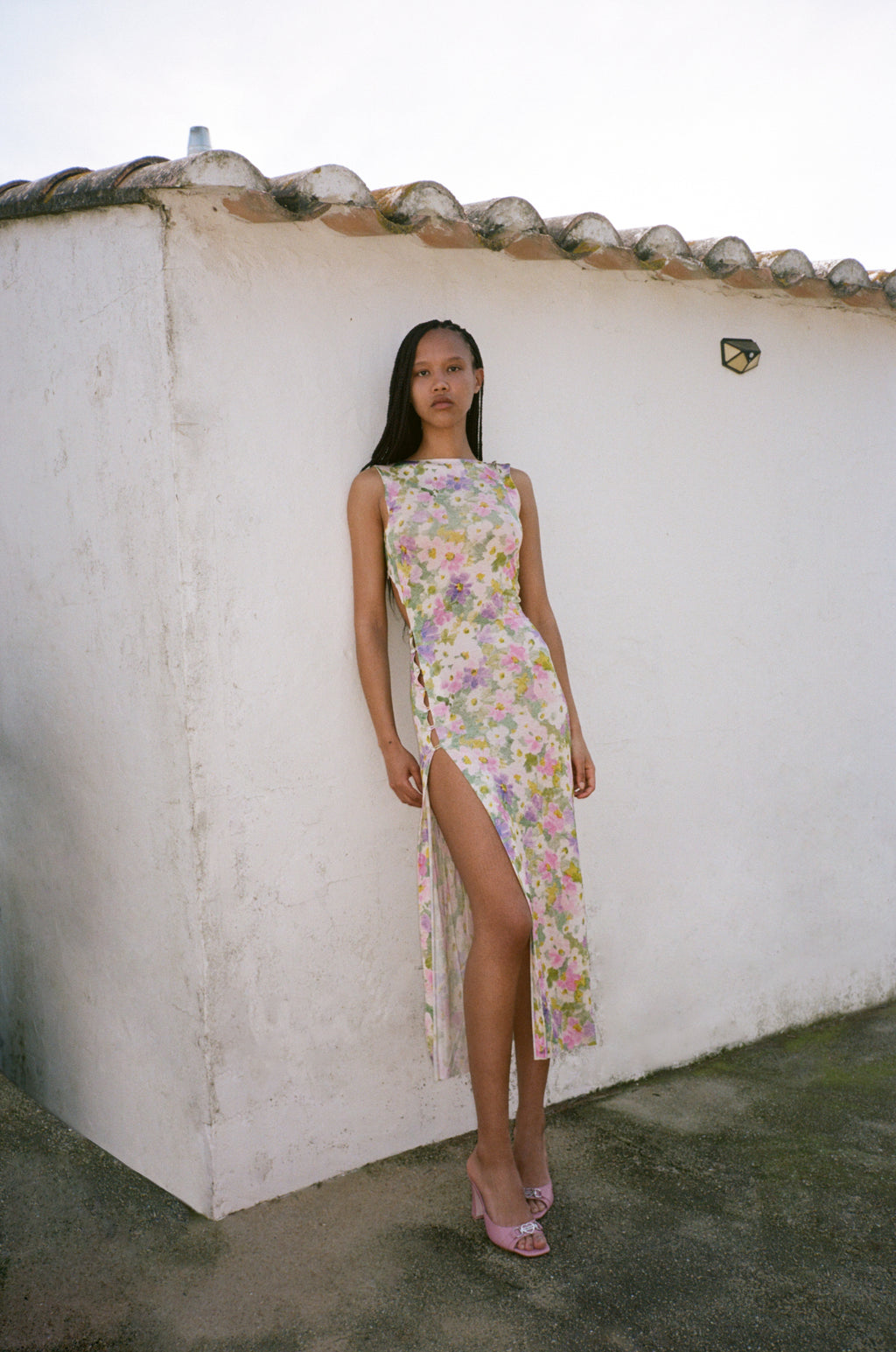 BOUTONS LONG DRESS in floral print