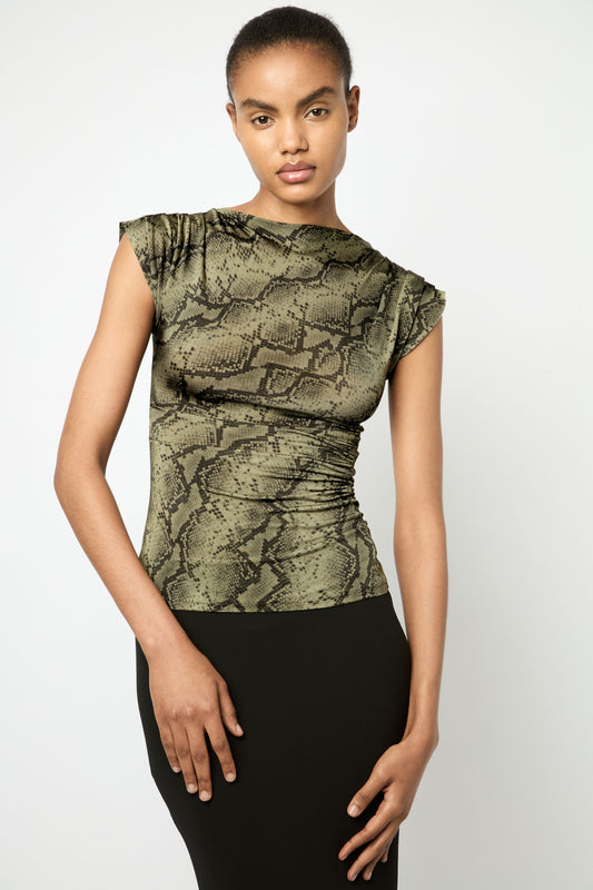 MILANO TOP in Green Python