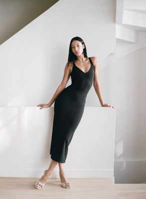 SKIN LONG DRESS in black