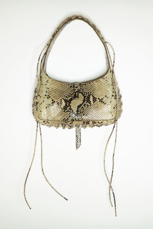 HEARTBREAKER BAG in beige python print