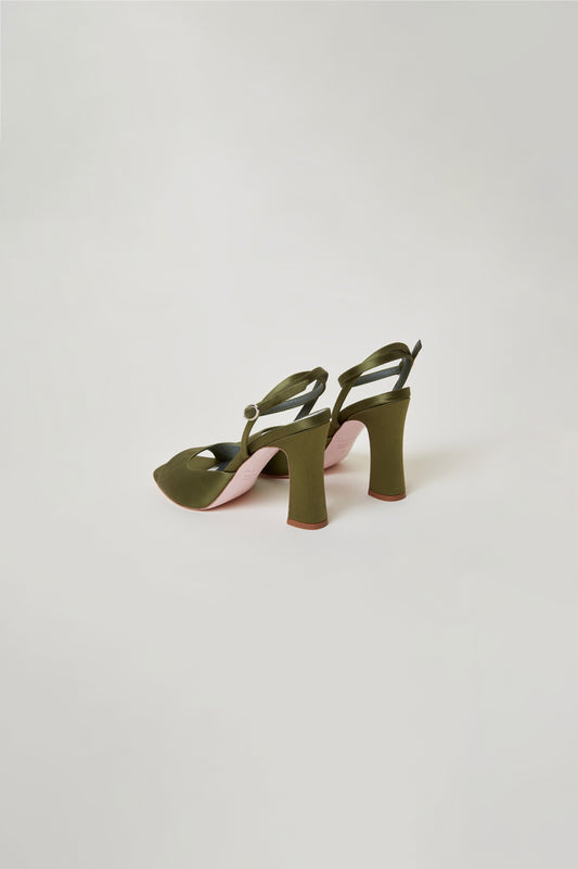 BAÏLA SANDAL in khaki satin