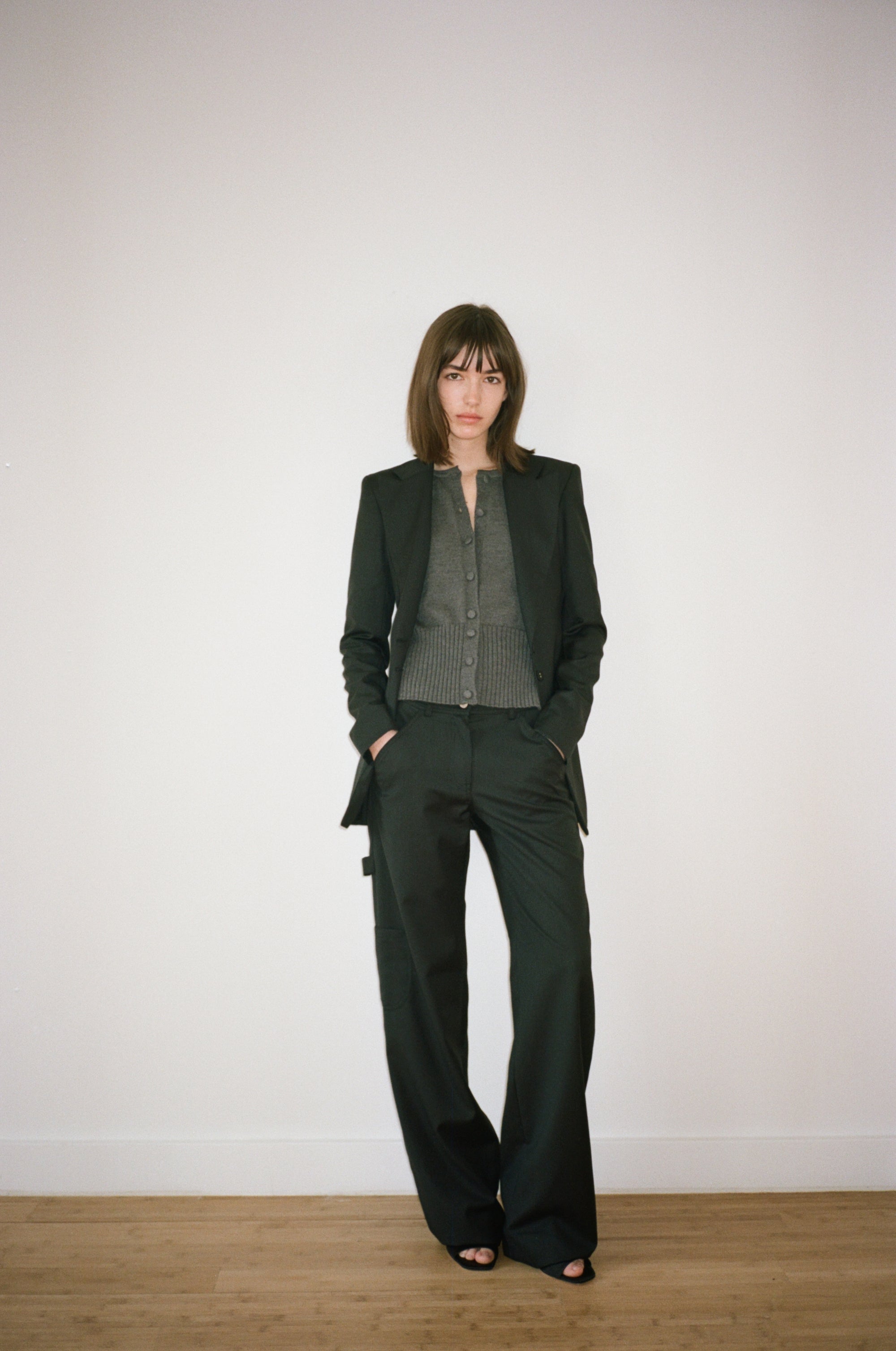CARGO PANTS in pinstripped black