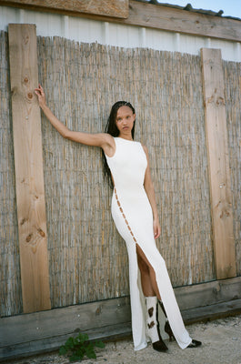 BOUTONS COCKTAIL DRESS in cream