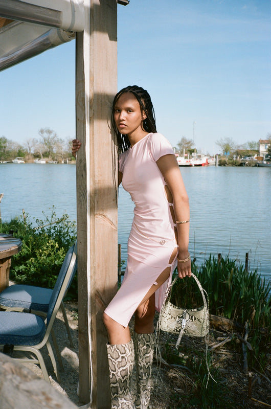 TCHIKIBOUM MIDI DRESS in baby pink