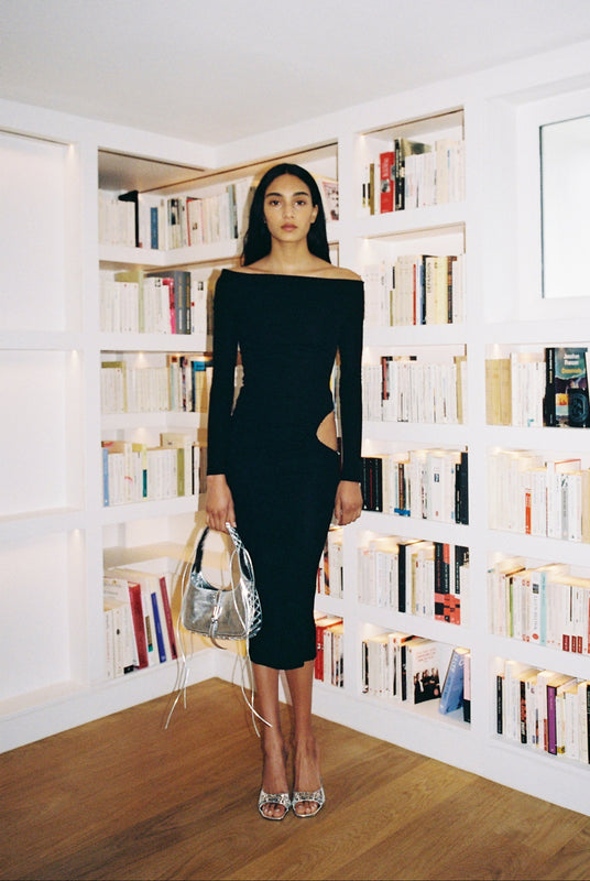 SCARFACE MIDI DRESS in black