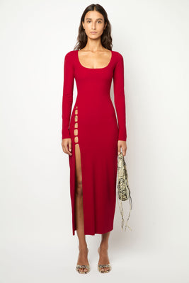 BALLET LONG DRESS in cherry red