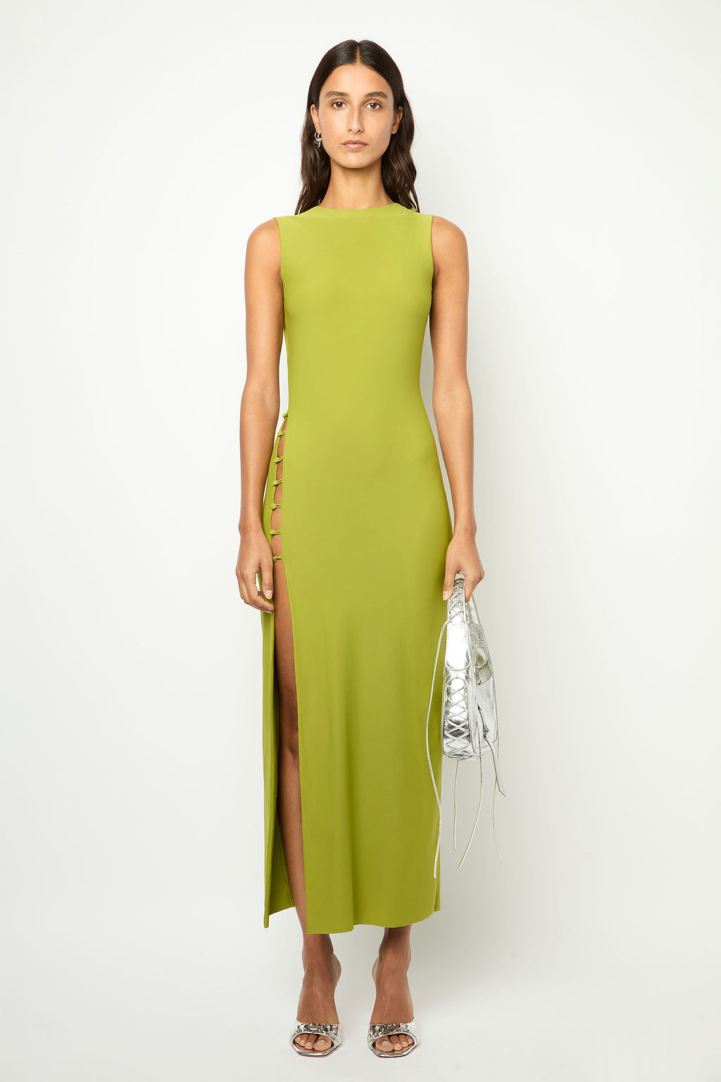 slim fit dress slacks Rozal Dress in Pistachio Green – Isalis main image 0