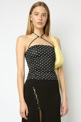 HEART TOP in black and white polka dots print