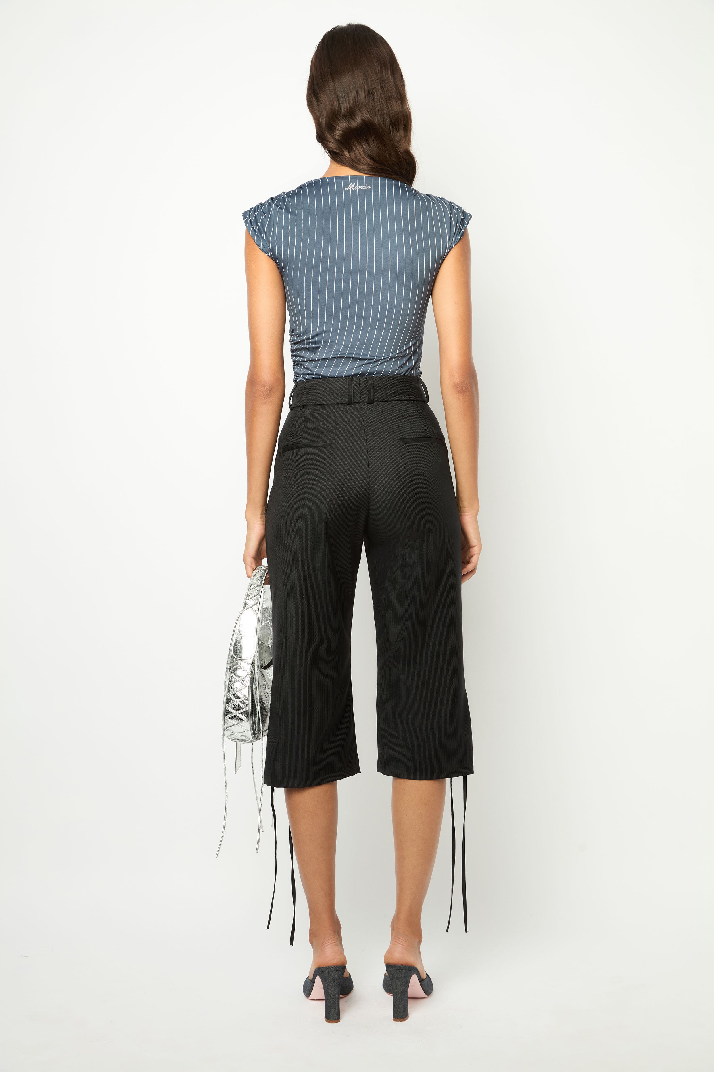 HEARTBREAKER CAPRI PANTS in pinstripped black – Marcia Wear