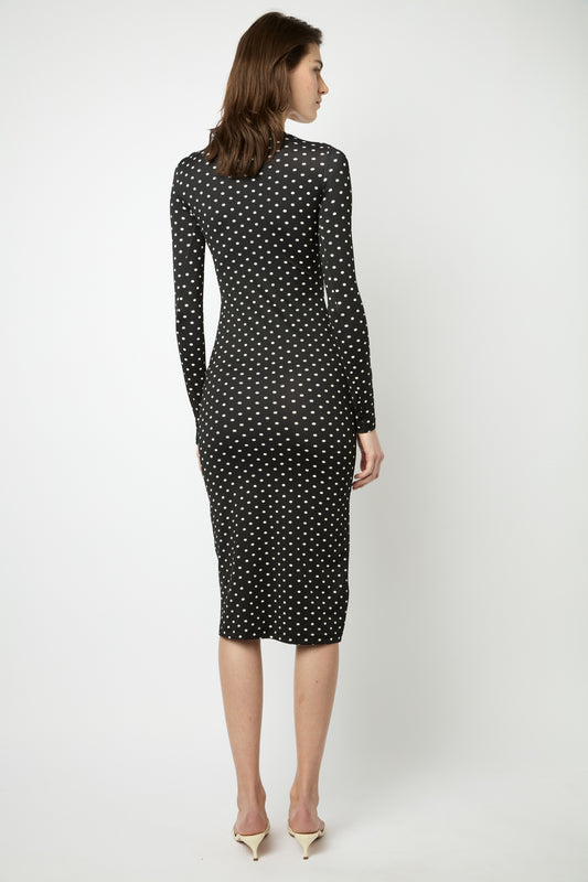 FANTASY DRESS in black and white polka dots print