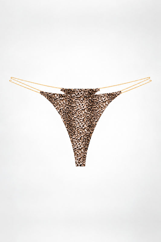SILVER CHAIN STRING in Leopard Print