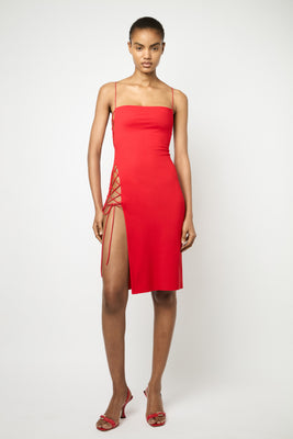 HEARTBREAKER MIDI DRESS in red