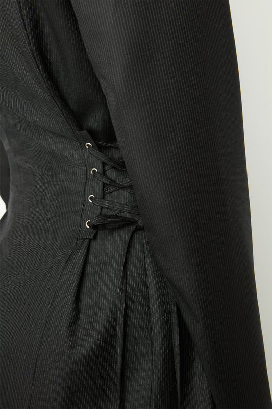 HEARTBREAKER SUIT JACKET in pinstripped black
