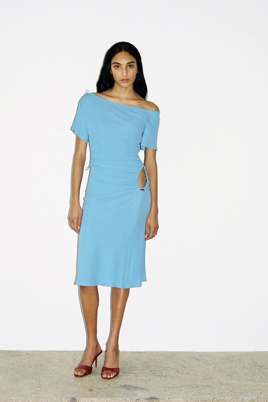 MAGNOLIAS MIDI DRESS in blue