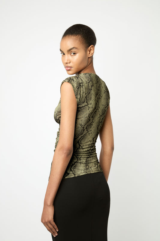 MILANO TOP in Green Python