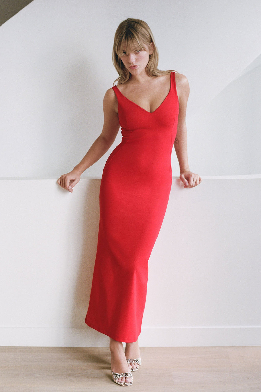 chinese dress ladies SKIN LONG DRESS in red – Marcia Wear