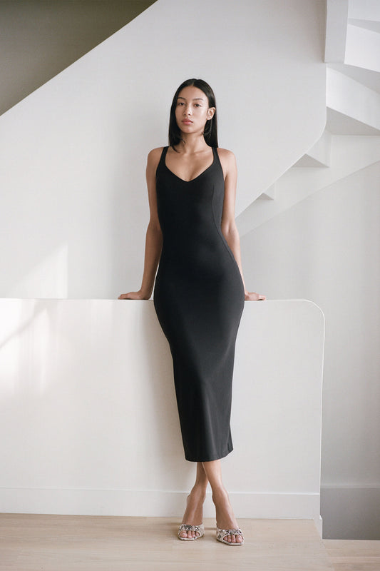 SKIN LONG DRESS in black