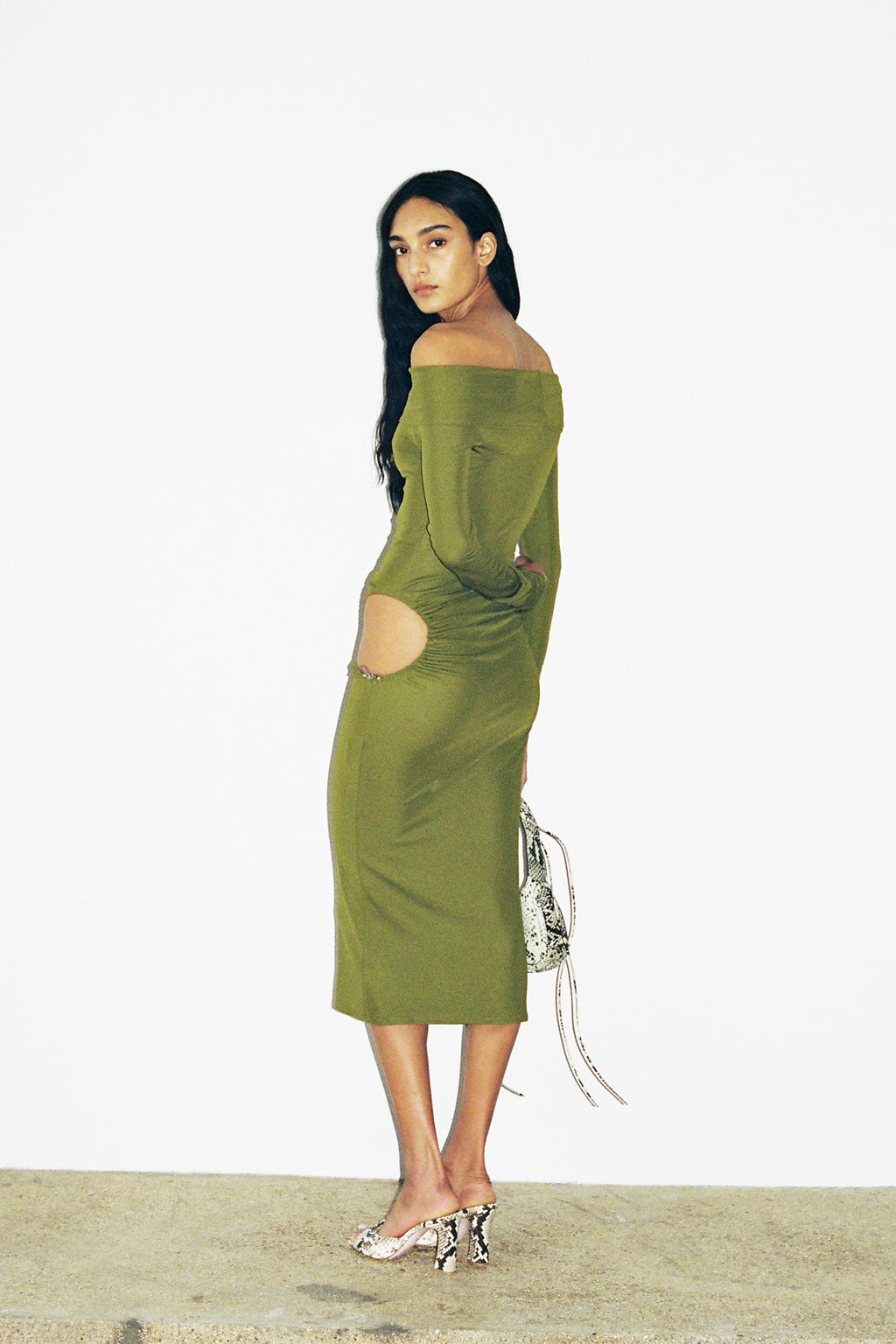 SCARFACE LONG DRESS in green – Marcia Wear