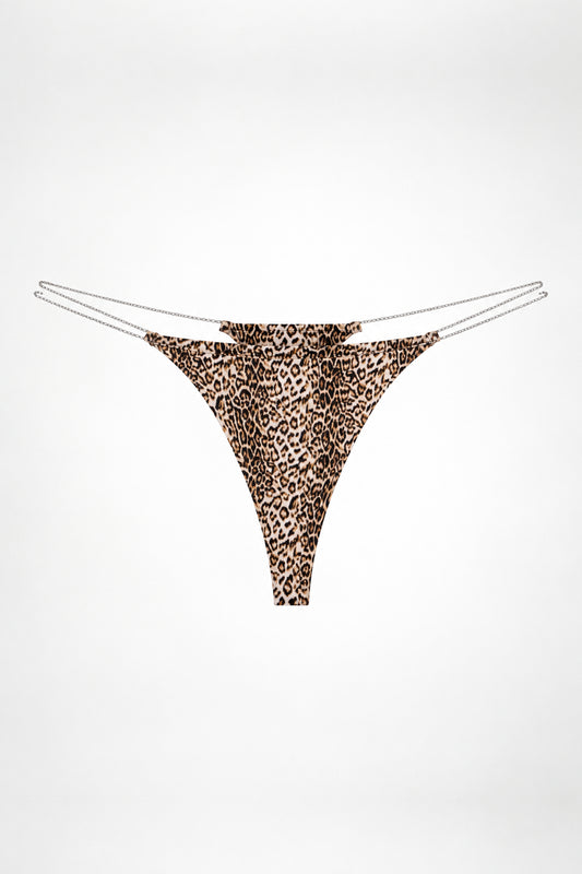 GOLD CHAIN STRING in Leopard Print