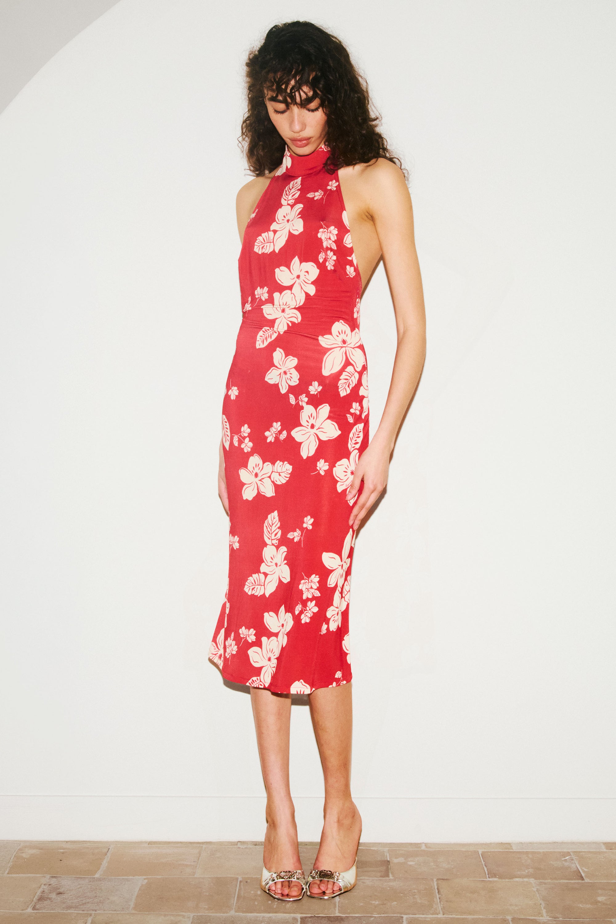 HALTER DRESS in hawai print