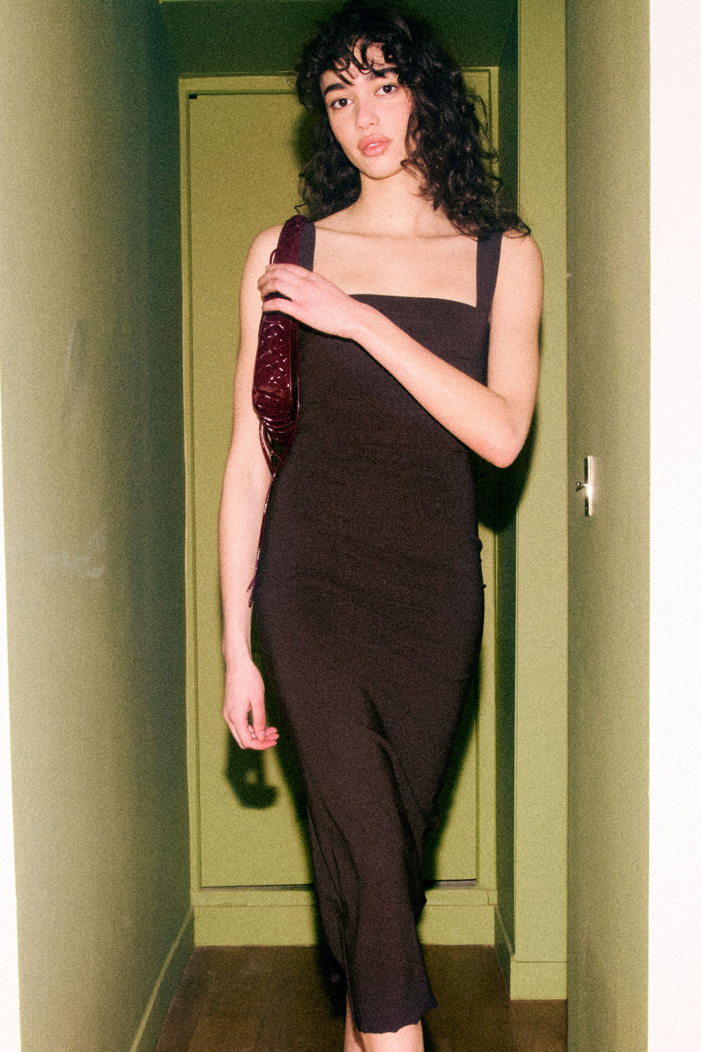 TAROT LONG DRESS in chocolate brown