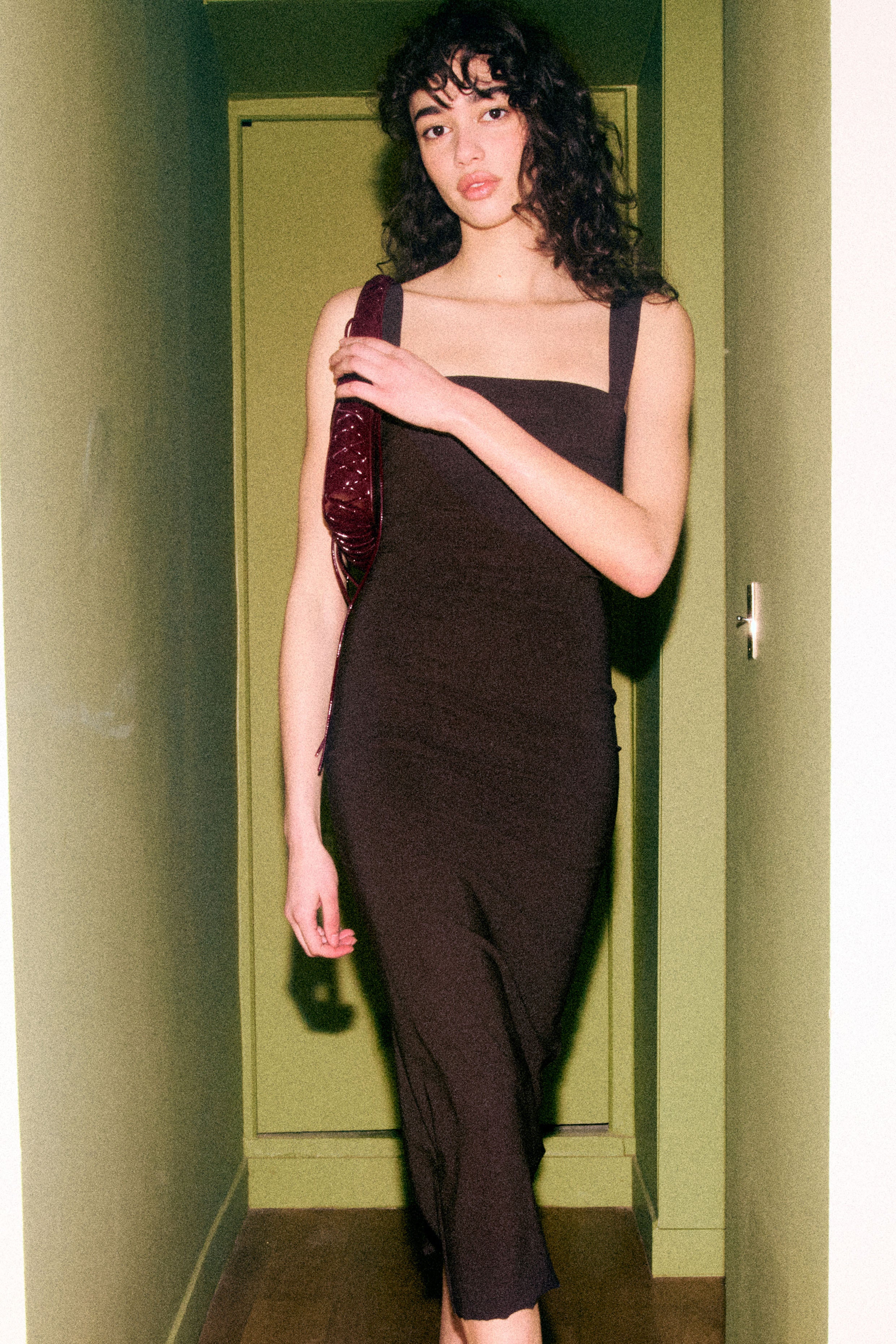 TAROT LONG DRESS in chocolate brown