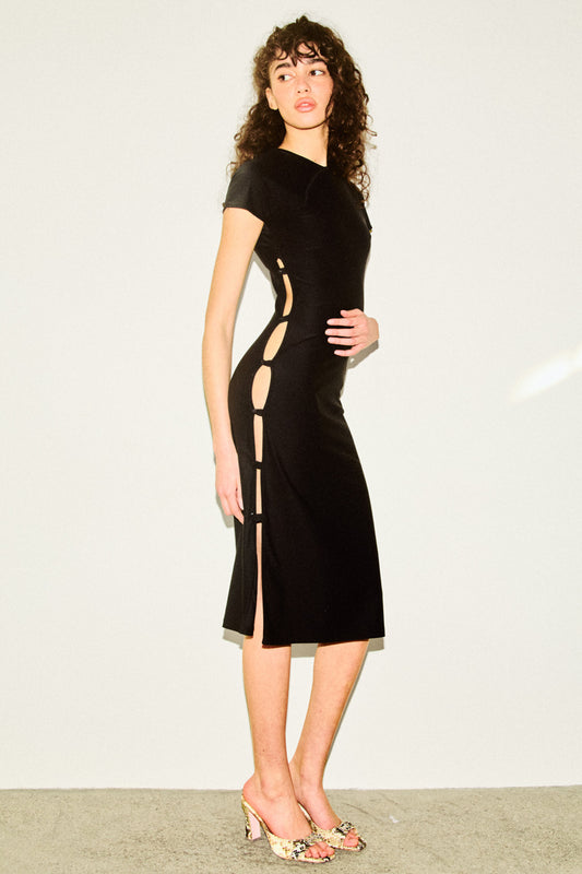 TCHIKIBOUM MIDI DRESS in black