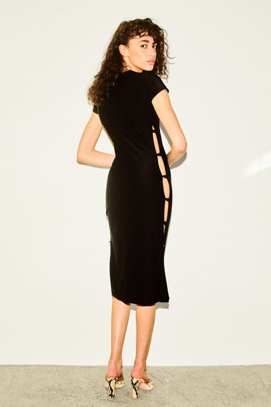 TCHIKIBOUM MIDI DRESS in black