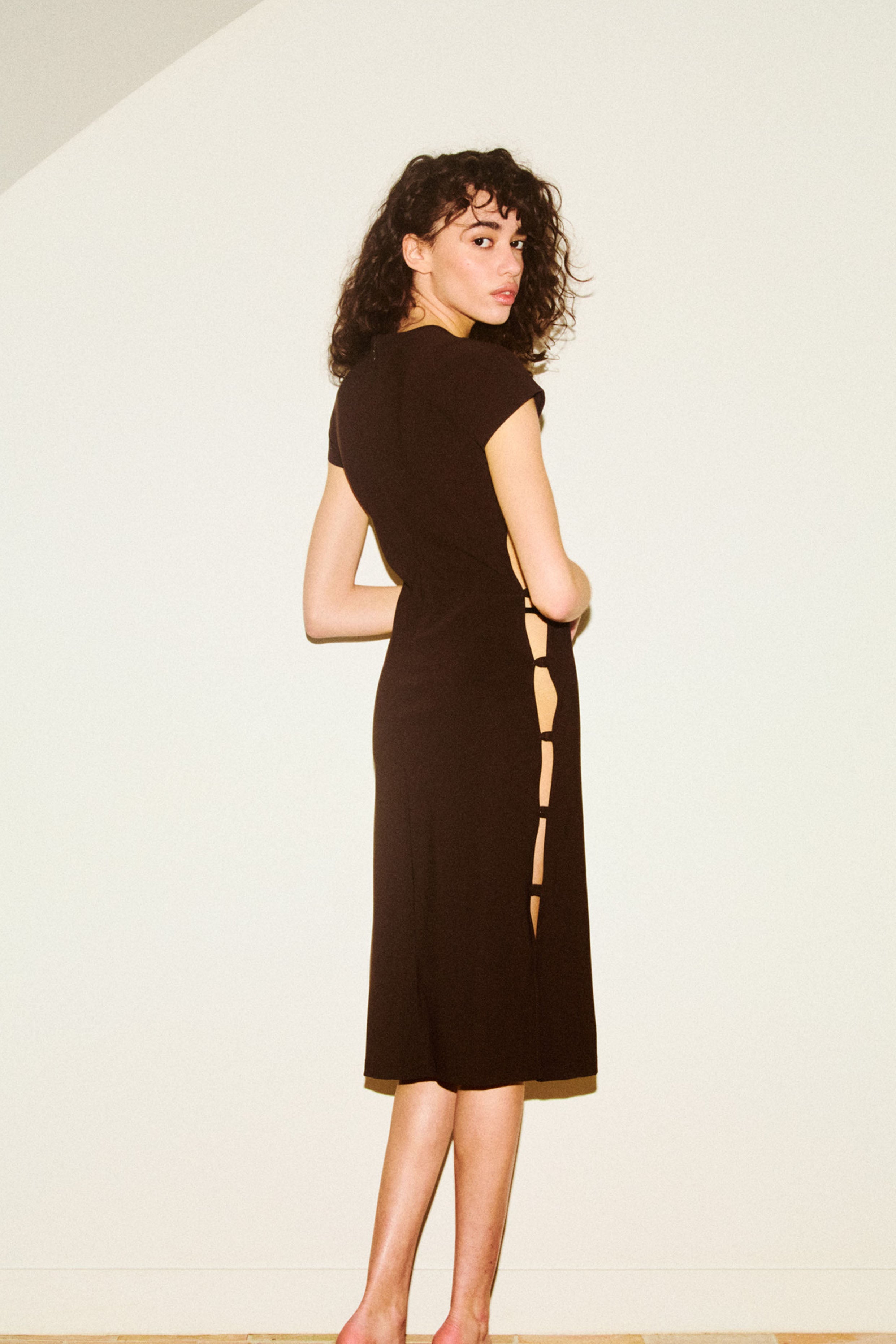 TCHIKIBOUM MIDI DRESS in chocolate