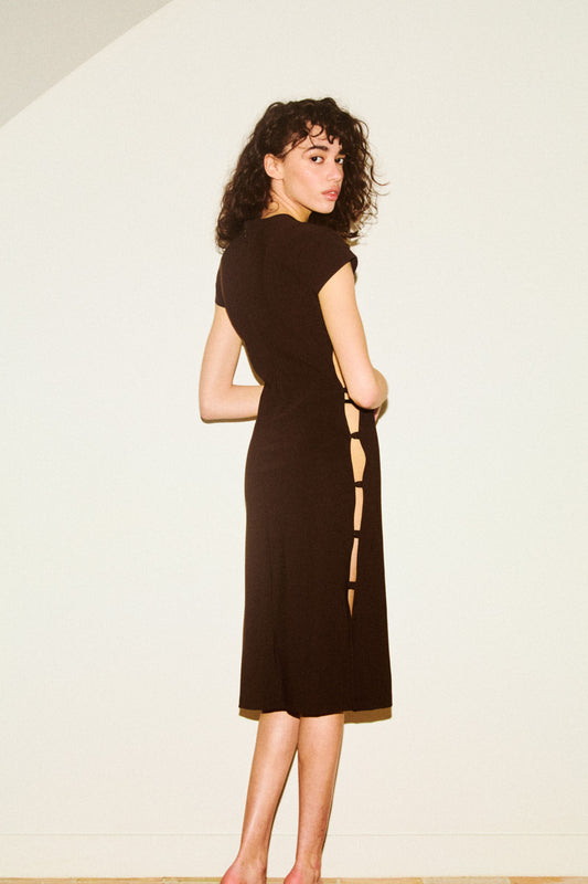 TCHIKIBOUM MIDI DRESS in chocolate