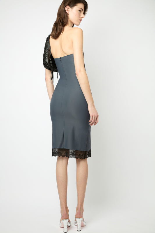 TAINTED LOVE MIDI DRESS in grey and black