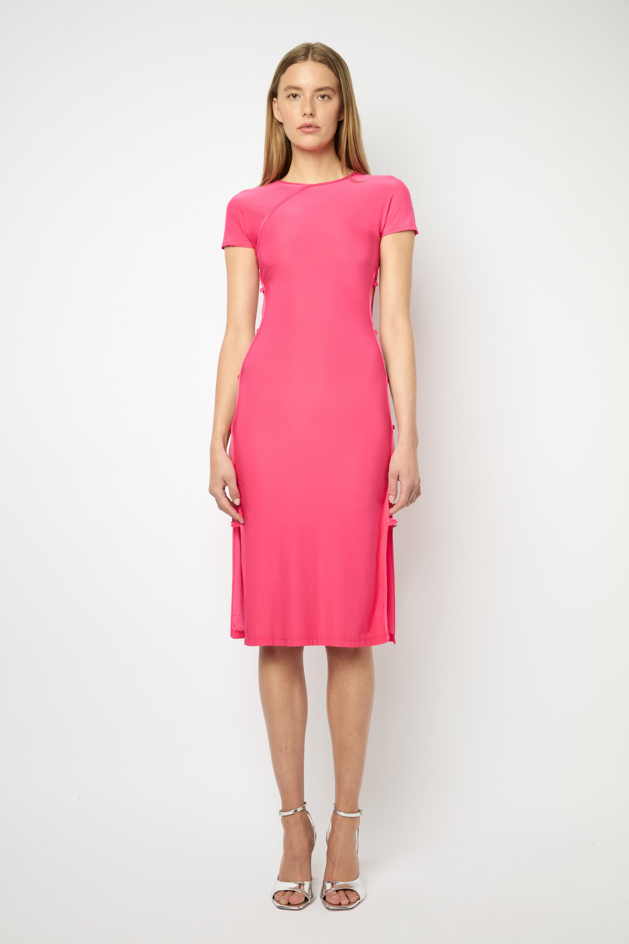 TCHIKIBOUM MIDI DRESS in fuchsia