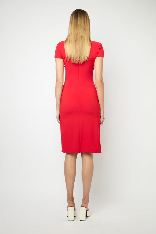 TCHIKIBOUM MIDI DRESS in red