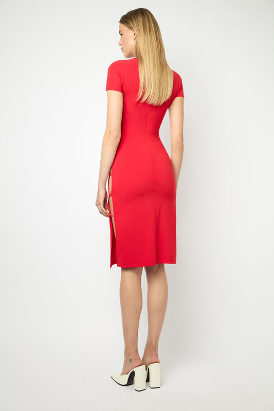 TCHIKIBOUM MIDI DRESS in red