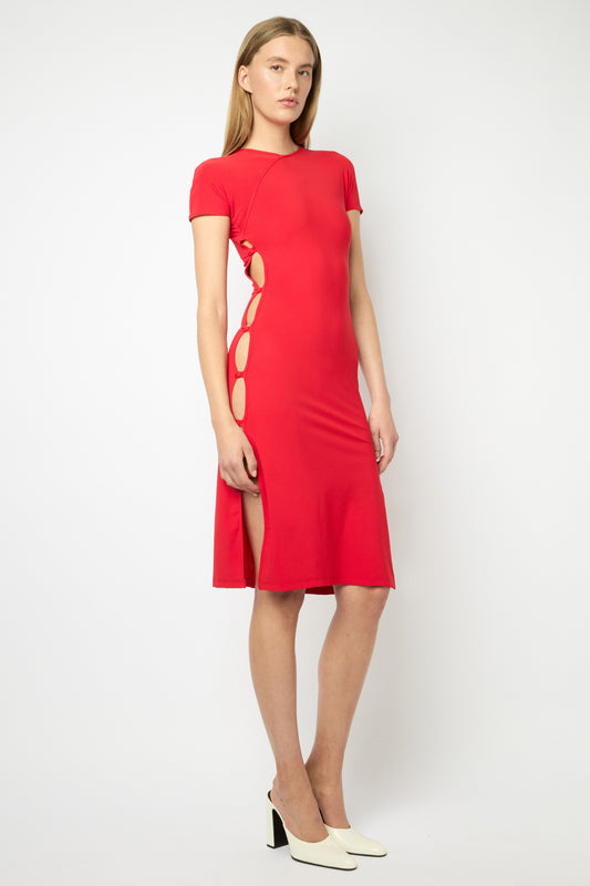 TCHIKIBOUM MIDI DRESS in red