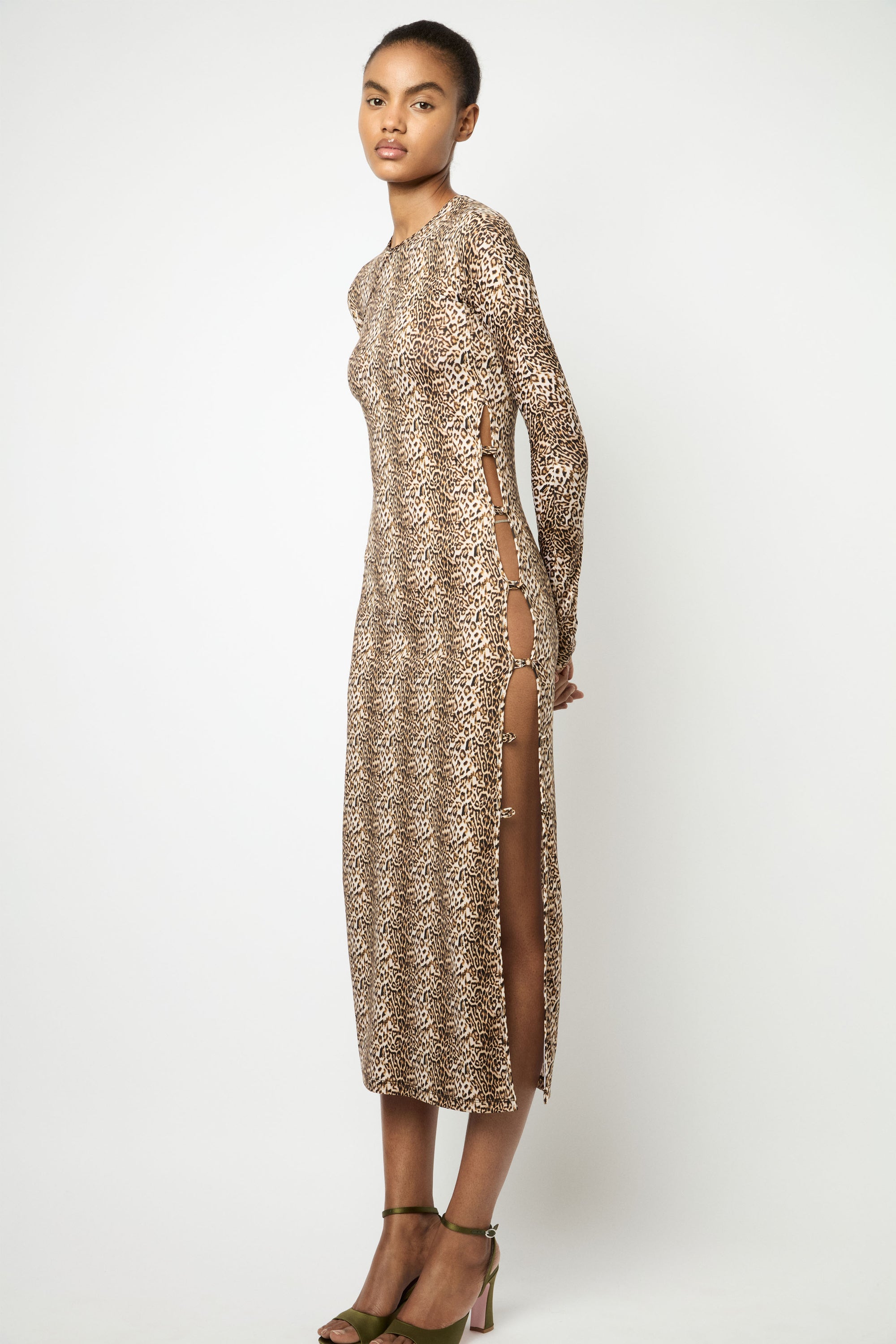 TWIGGY LONG DRESS in leopard print
