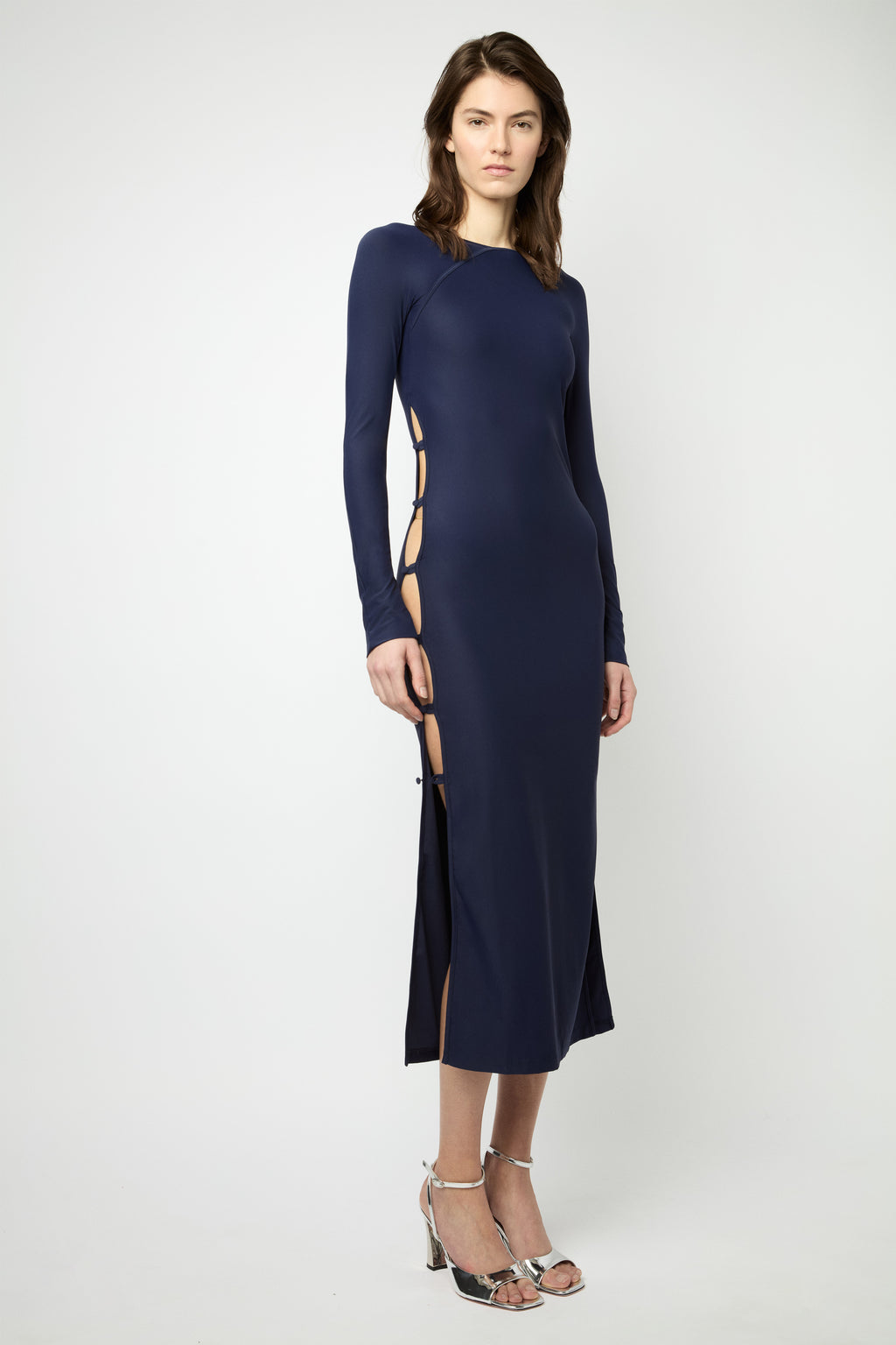 TWIGGY LONG DRESS in navy