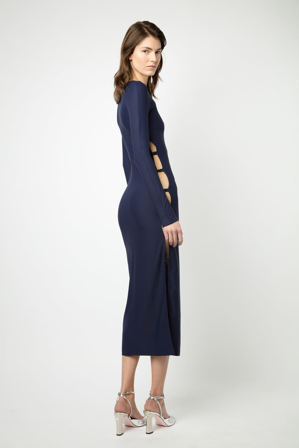 TWIGGY LONG DRESS in navy