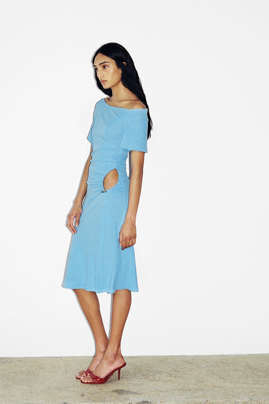 MAGNOLIAS MIDI DRESS in blue