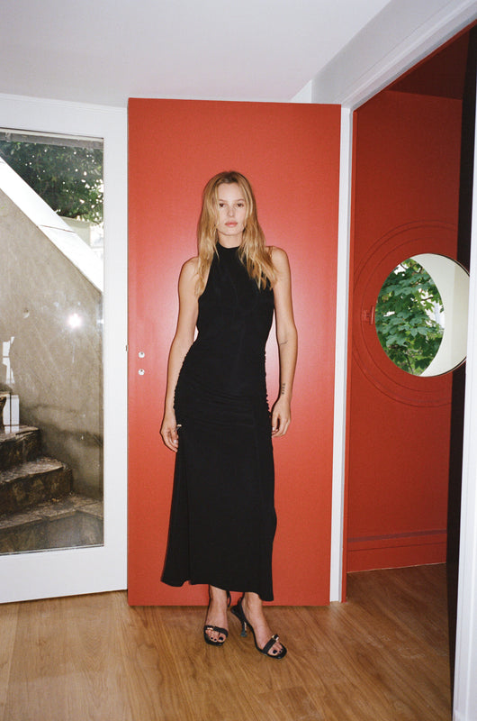 HALTER LONG DRESS in black
