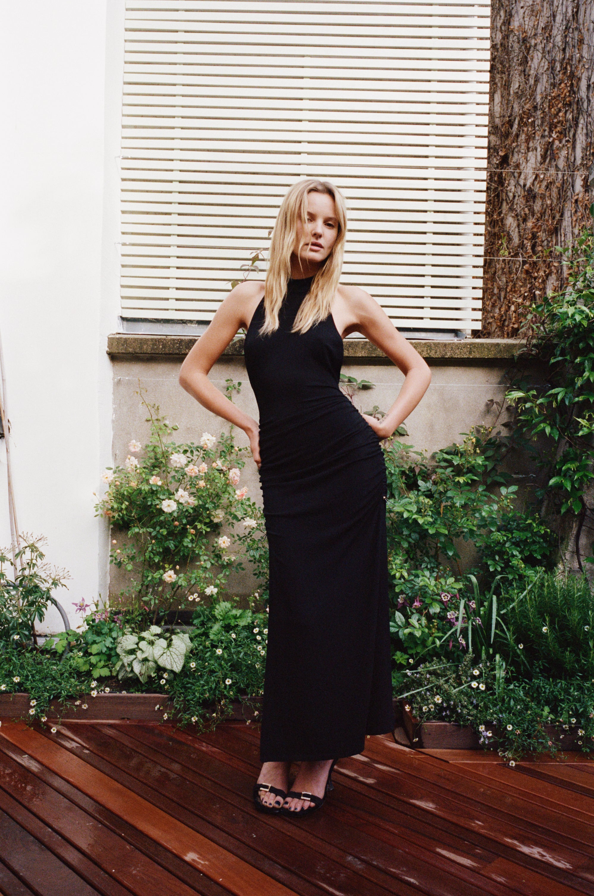 HALTER LONG DRESS in black