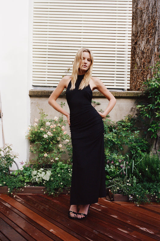 HALTER LONG DRESS in black