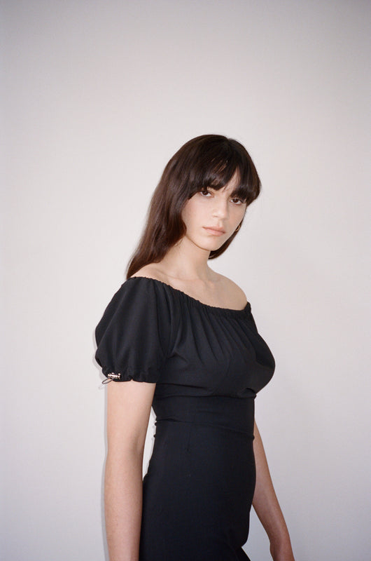 SHOULDERS LONG DRESS in black