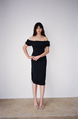 SHOULDERS LONG DRESS in black
