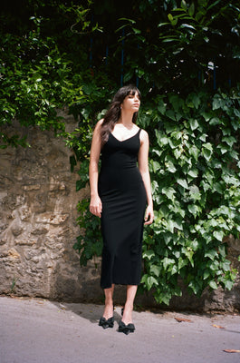 SKIN LONG DRESS in black