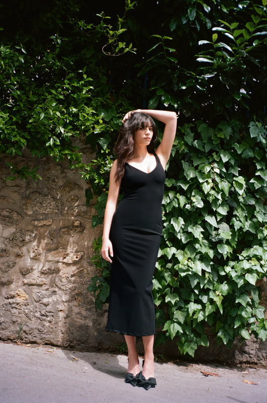 SKIN LONG DRESS in black