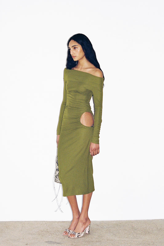 SCARFACE MIDI DRESS in green
