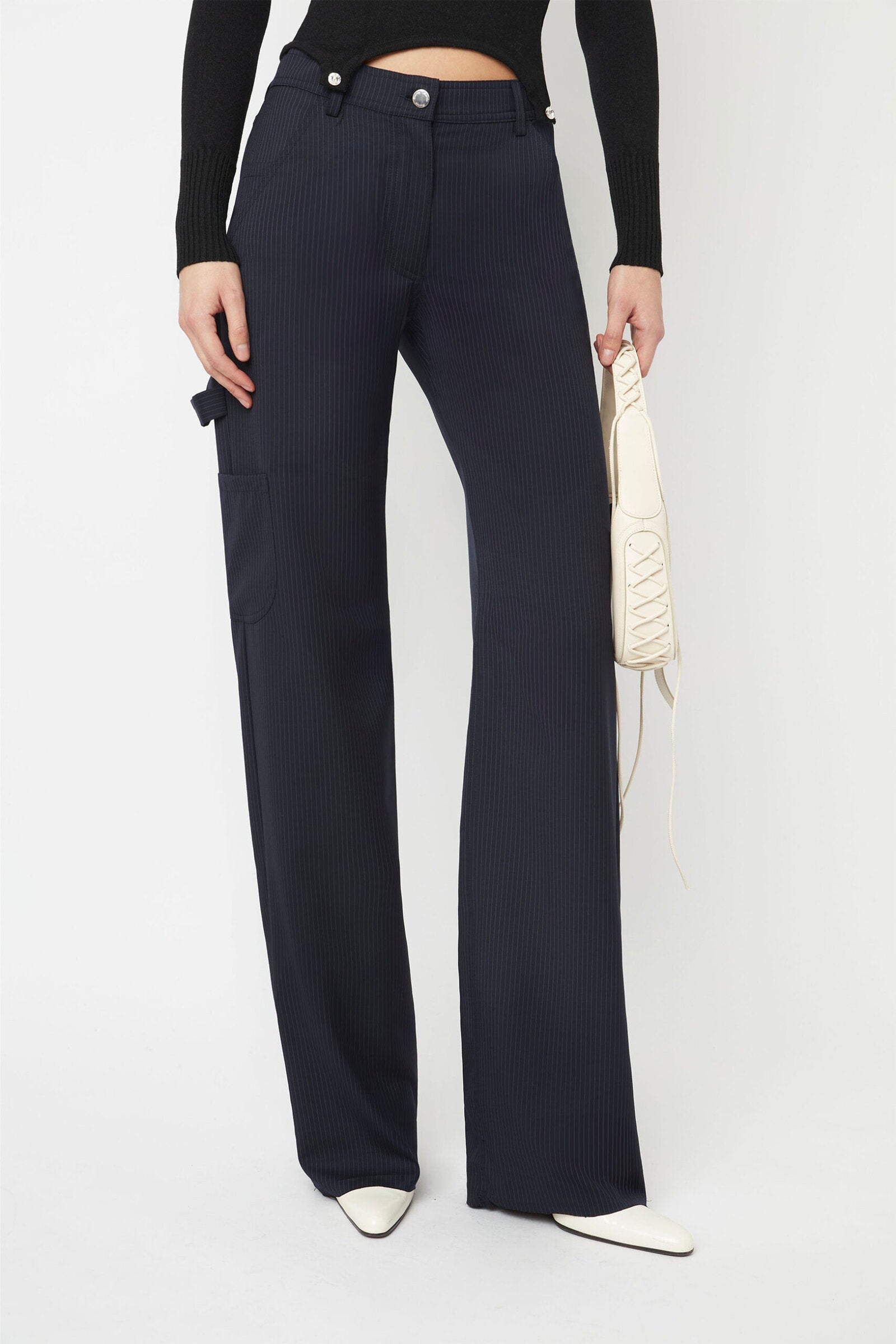 CARGO PANTS in navy pinstripe