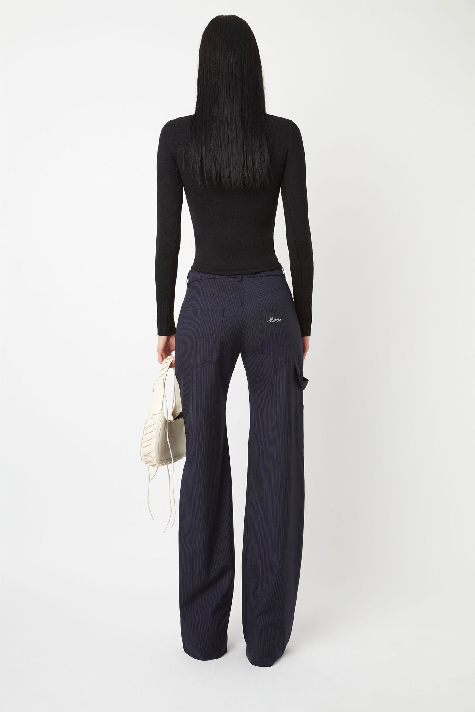 CARGO PANTS in navy pinstripe